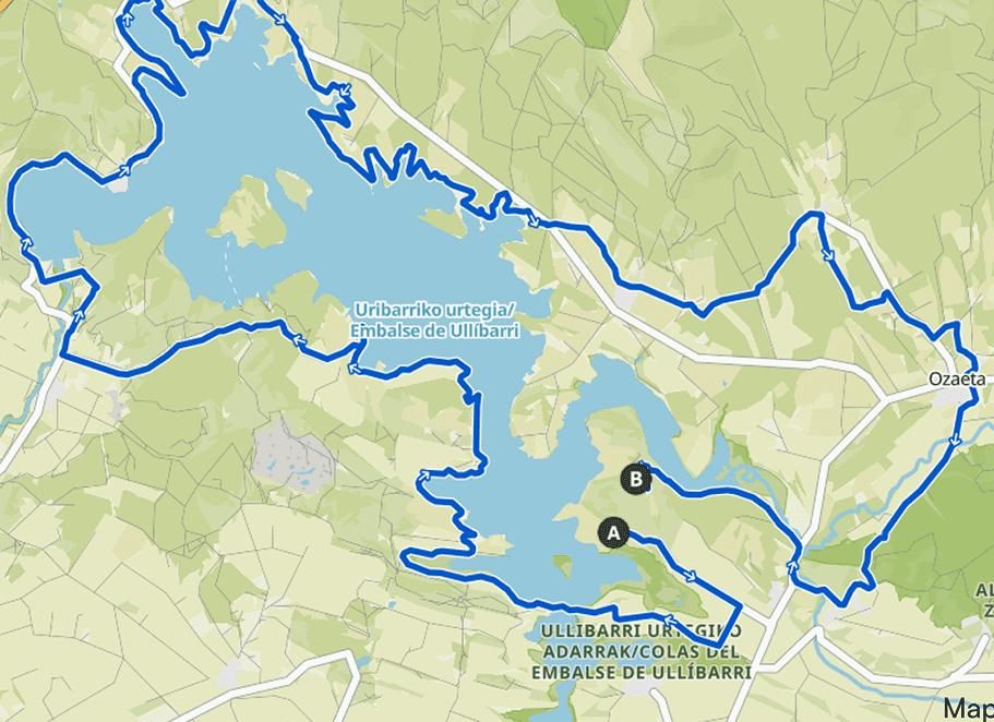 Mapa del recorrido corto de la marcha gravel.