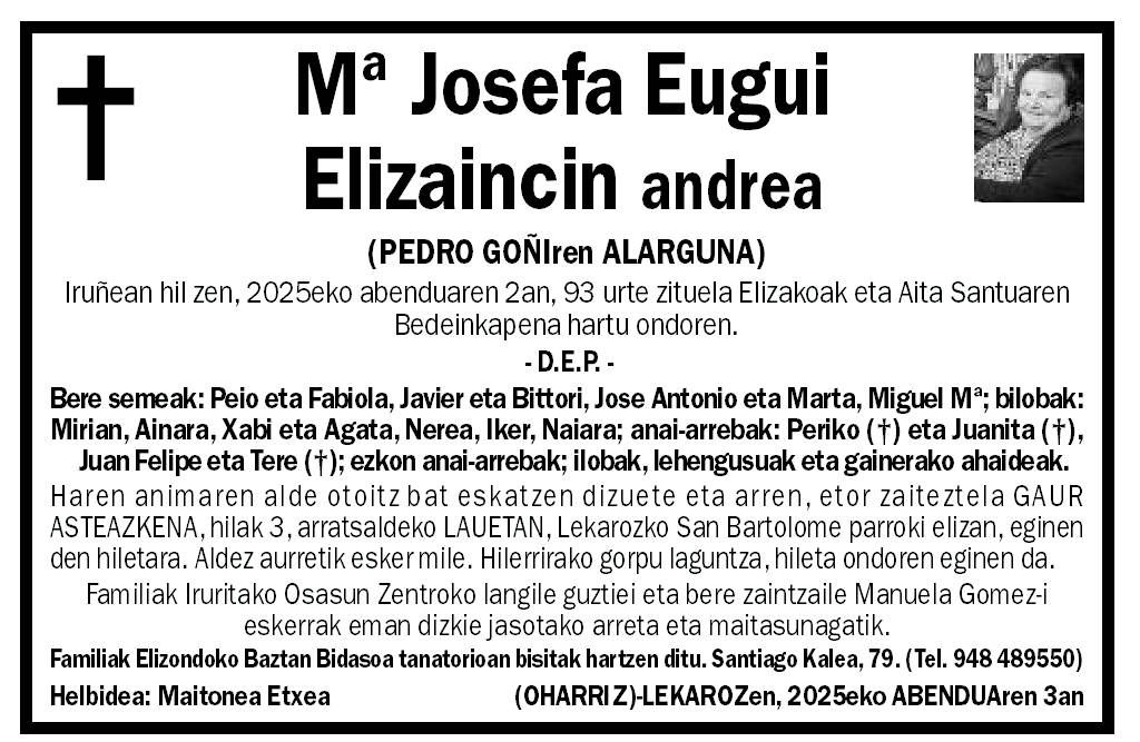 Mª Josefa Eugui Elizaincin