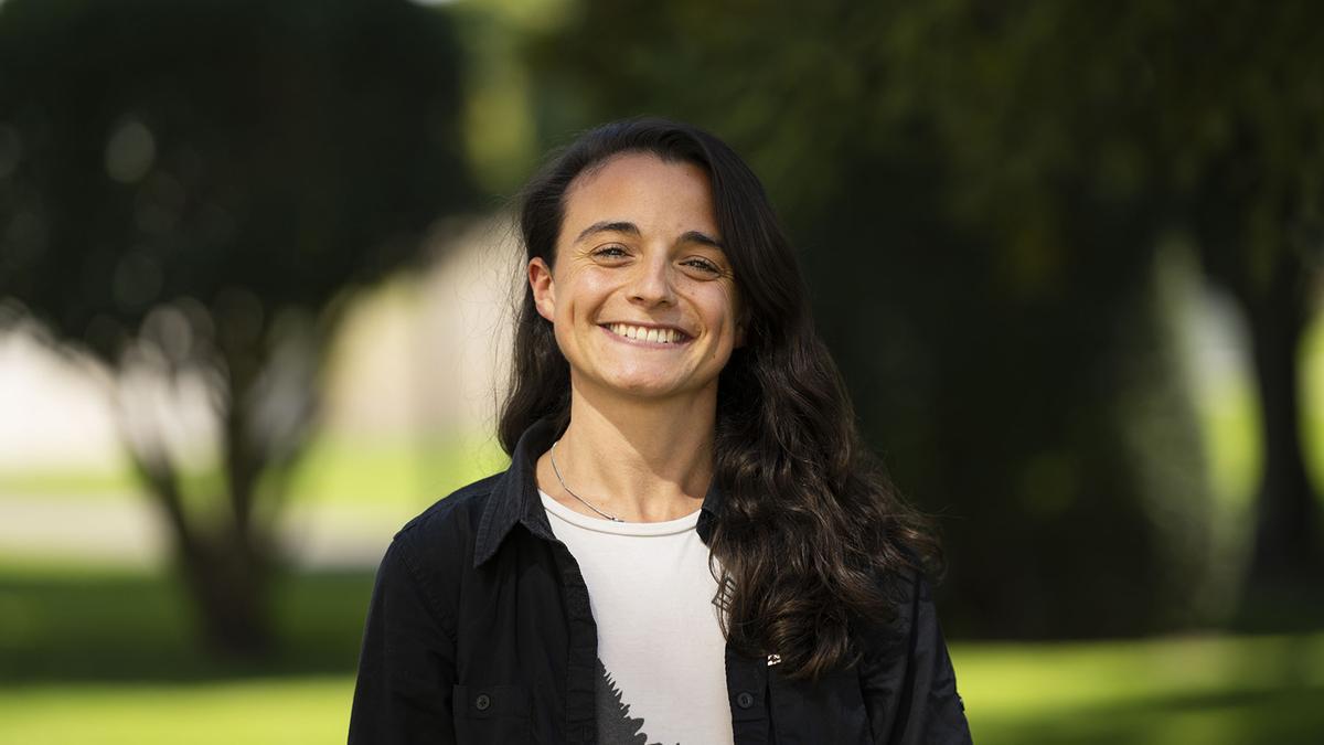 Laura Giambelluca en la UPNA, antes de partir hacia Riga a realizar el curso.