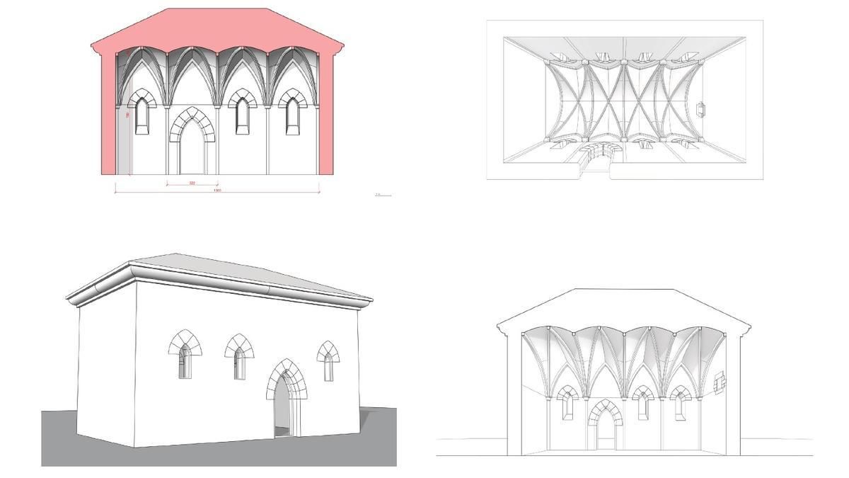 Modelo en 3D de la &#039;capilla de la aparición&#039;, a partir de los planos de Yrizar.