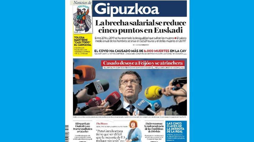 Portada de la edición impresa de este martes