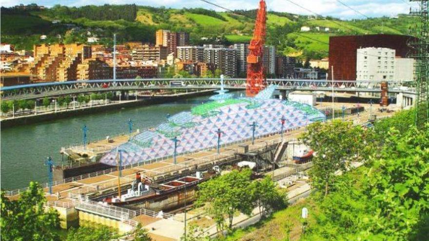 Fotomontaje del proyecto BILBAO SEA PARK junto al Museo Ría de Bilbao.