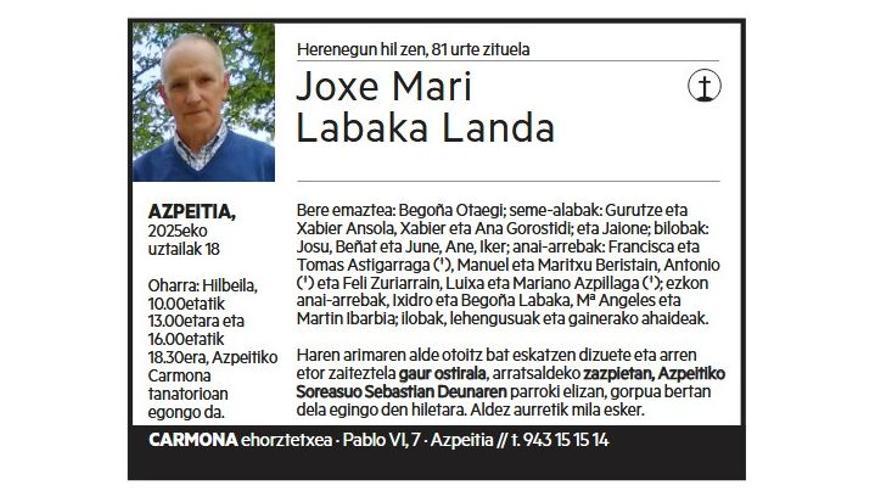 JOXE MARI LABAKA LANDA