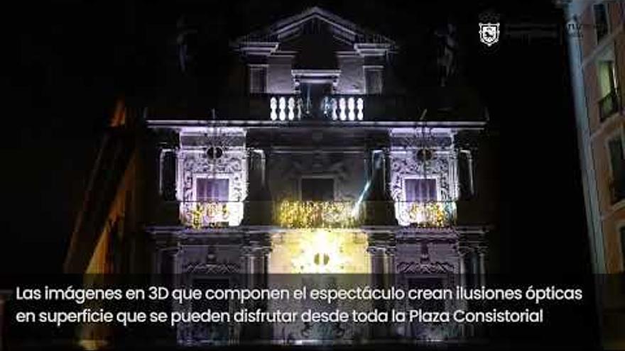 Vídeo: videomapping sobre la fachada de,l Ayuntamiento de Pamplona