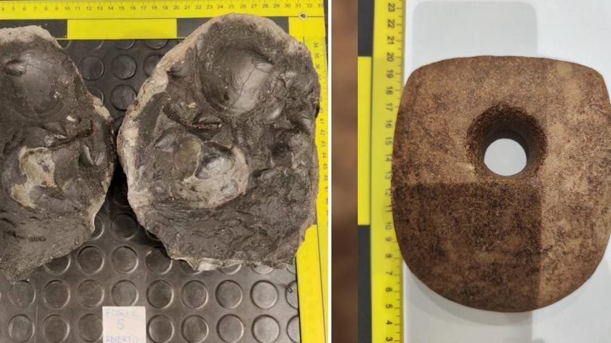 Incautan en Bizkaia fósiles y un hacha precolombina de México y Ecuador