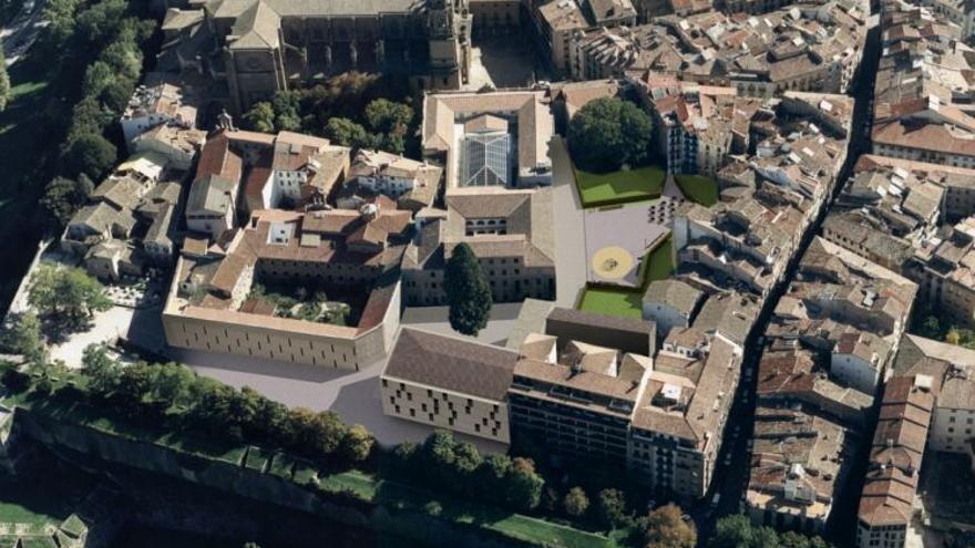 Imagen futura de la reurbanizacion en el espacio del patio de la secuoya y del Laboratorio Agricola de Navarra