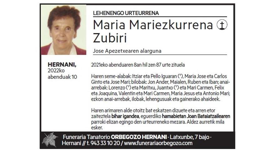 MARIA MARIEZKURRENA ZUBIRI