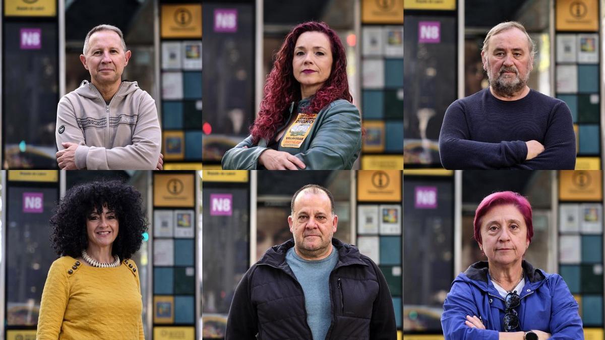 Iñaki Martín, Caridad Chueca, Ángel Errea, Laura Molina, Javier Peru y Antonia Sánchez, conductores de villavesas. Iñaki Martín, Caridad Chueca, Ángel Errea, Laura Molina, Javier Peru y Antonia Sánchez, conductores de villavesas.