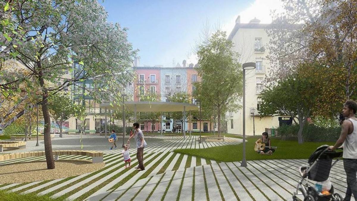 Recración de la propuestas ganadora para reformar la plaza de Santa Ana.