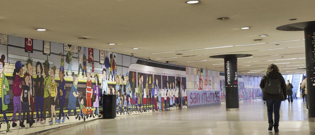 El mural con el que Metro Bilbao homenajea a sus usuarios