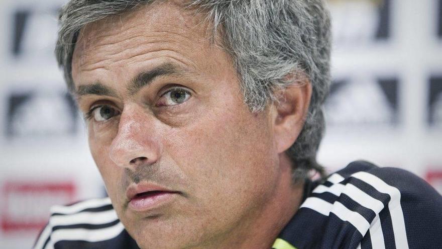 El entrenador del Real Madrid, el portugués Jose Mourinho, durante la rueda de prensa que ha ofrecido tras el entrenamiento.