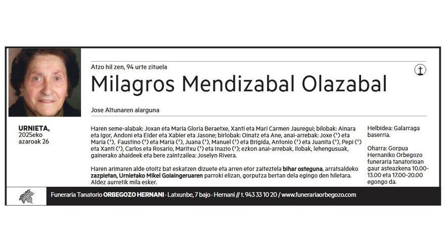 MILAGROS MENDIZABAL OLAZABAL