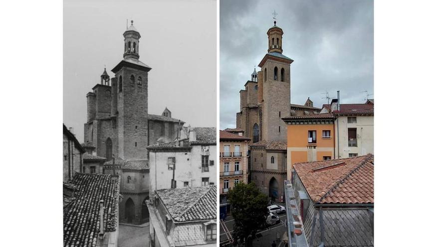 Adiós Pamplona: las torres de San Cernin desde el Ayuntamiento, hacia 1920