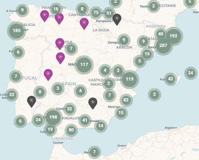 Mapa de observaciones de &#039;Mosquito Alert&#039;.