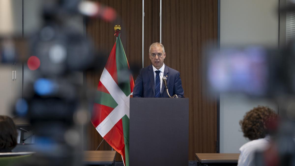 Urkullu, durante su comparecencia en Japón.
