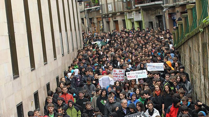 Manifestación del pasado martes, durante la primera jornada de huelga contra los recortes en Educación.