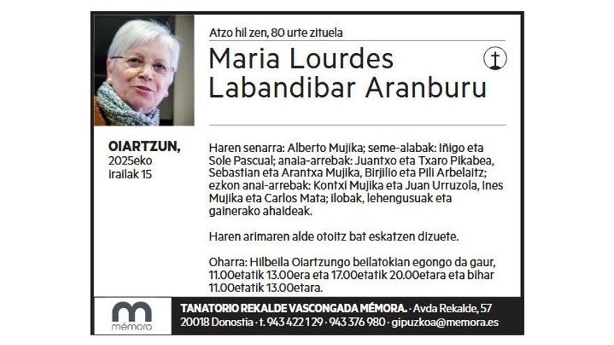 MARIA LOURDES LABANDIBAR ARANBURU