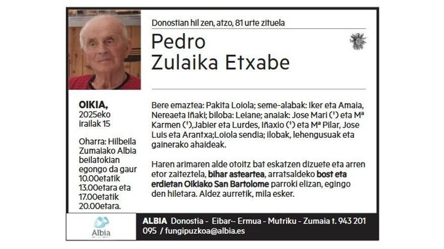 PEDRO ZULAIKA ETXABE