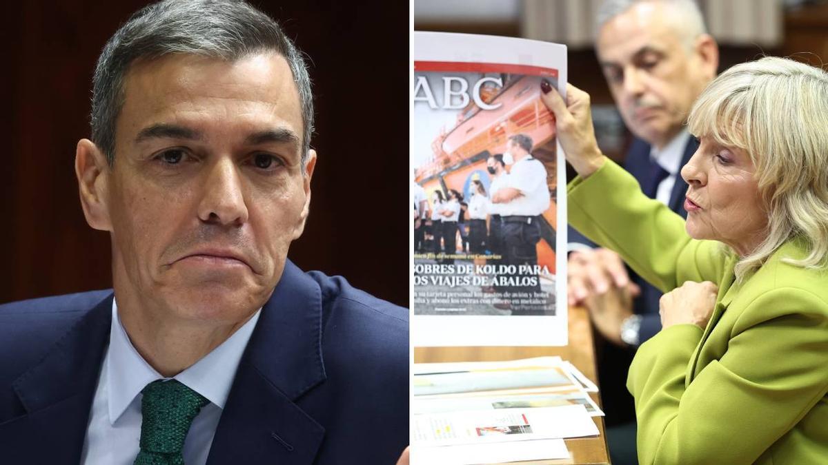 Pedro Sánchez y la senadora María Caballero, durante la comparecencia en el Senado. Pedro Sánchez y la senadora María Caballero, durante la comparecencia en el Senado.