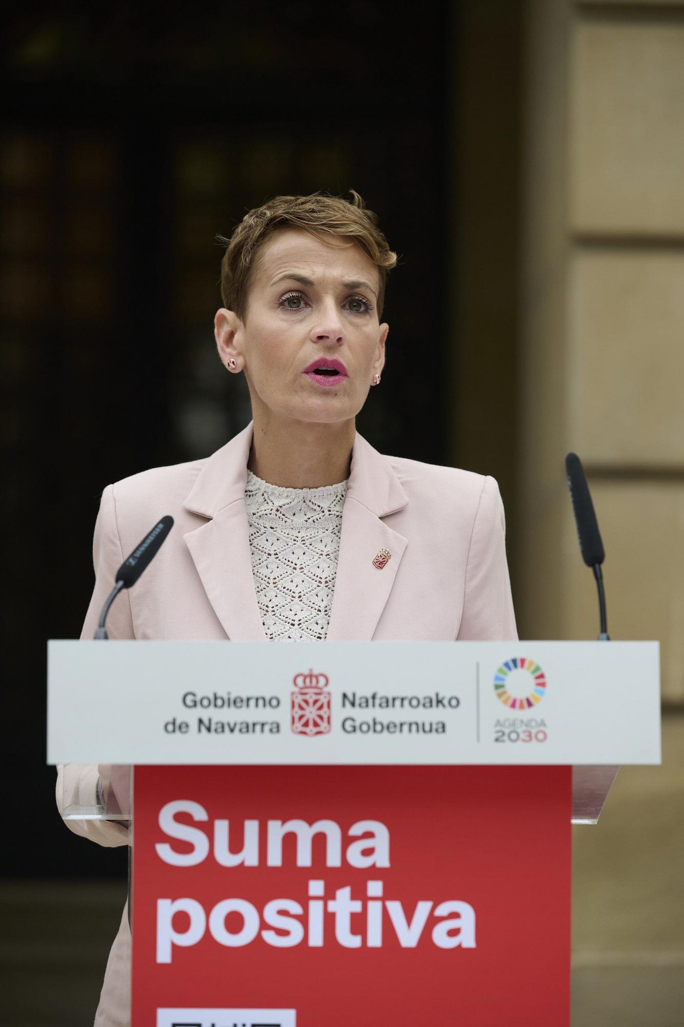Rueda de prensa de María Chivite en la presentación del balance de mitad de legislatura