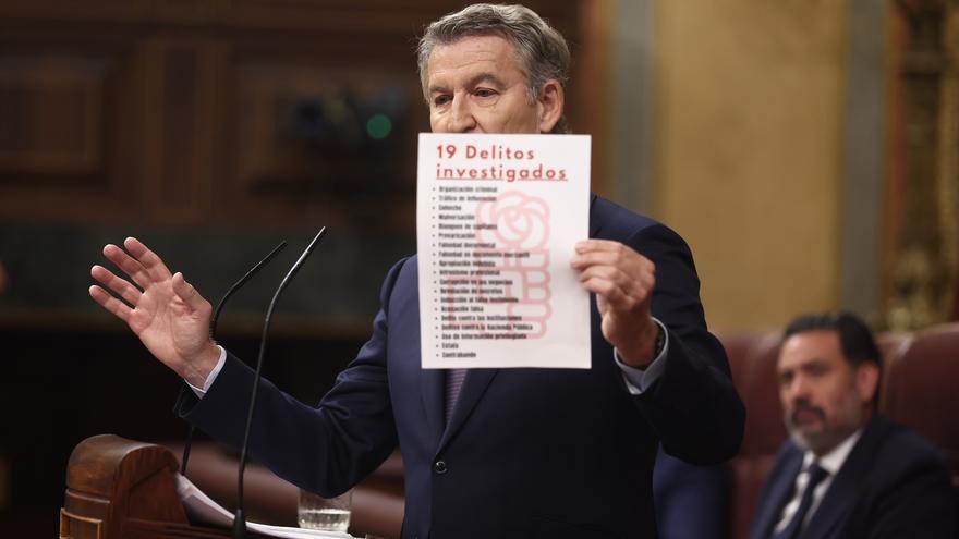 Feijóo reclama a Sánchez que disuelva las Cortes y acusa a los socios de "indignidad"