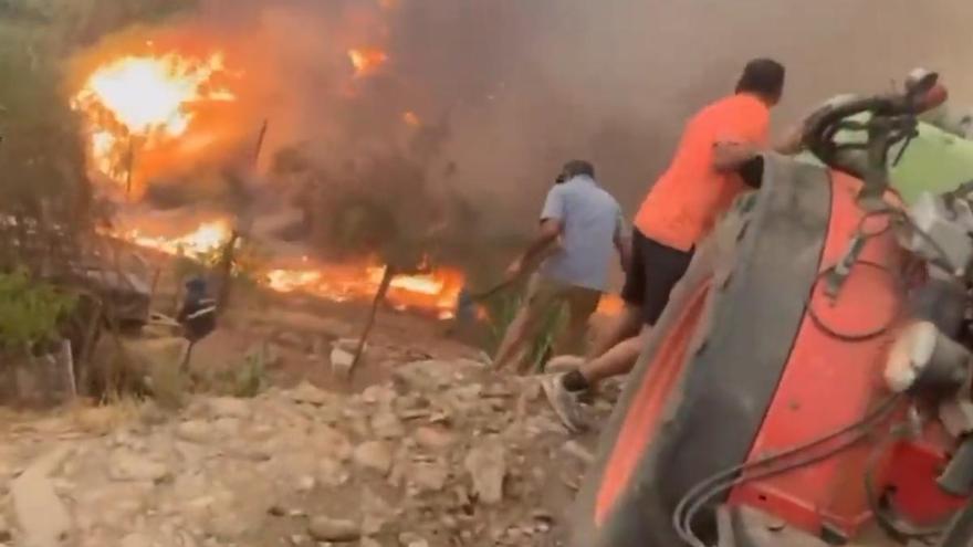 Vecinos de Ourense tratan de sofocar el fuego