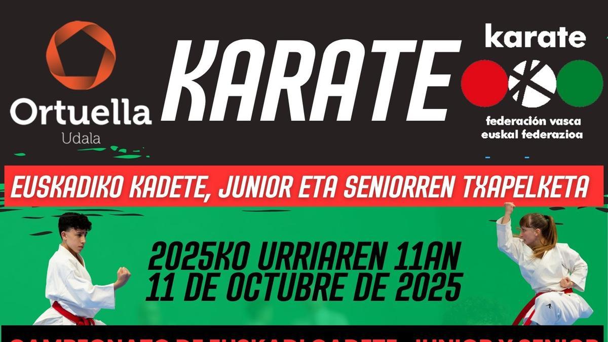 Euskadiko Karate Txapelketa jokatuko da larunbatean Ortuellan, kartela hau da.