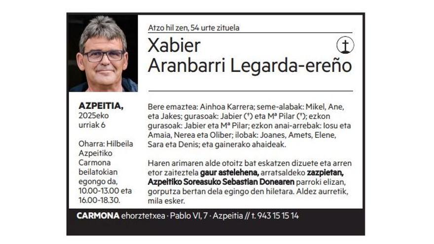 Xabier Aranbarri Legarda-ereño