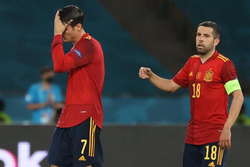 Imágenes del partido España-Suecia de la Eurocopa.