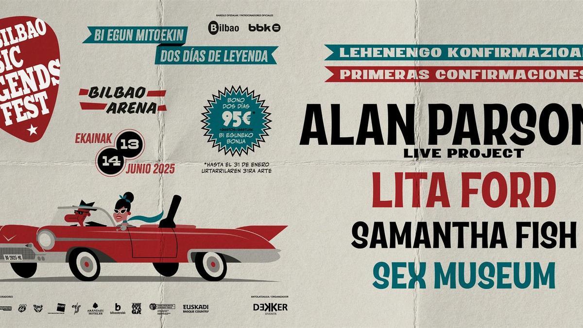 Alan Parsons, Lita Ford, Samantha Fish eta Sex Museum, BBK Bilbao Music Legends Fest jaialdian.