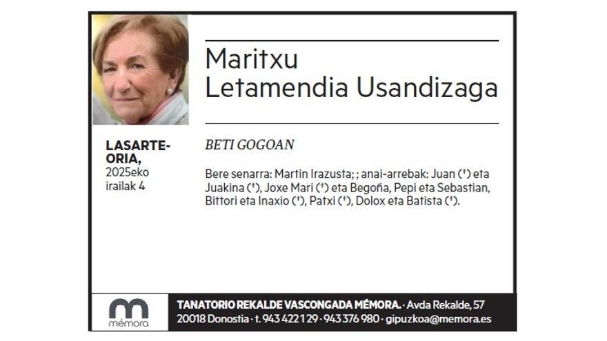MARIA JOSEFA LETAMENDIA USABIAGA