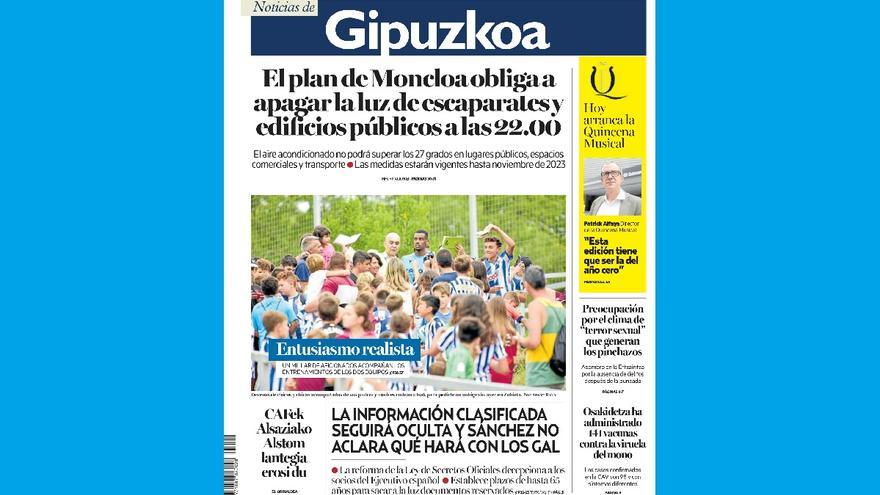Portada de NOTICIAS DE GIPUZKOA de este martes, 2 de agosto