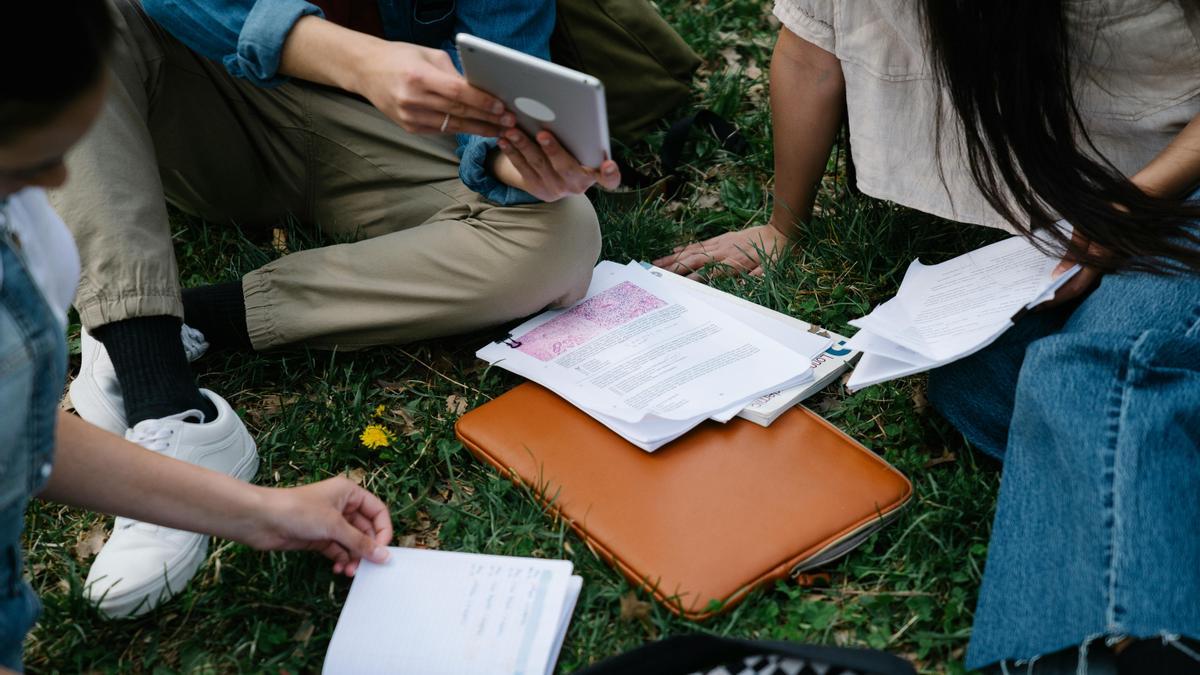 Jóvenes estudiando juntos.