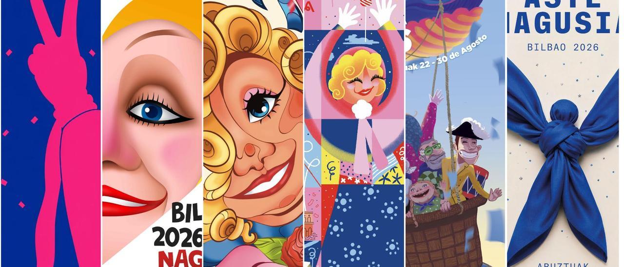 Los seis carteles finalistas del concurso de Aste Nagusia 2026
