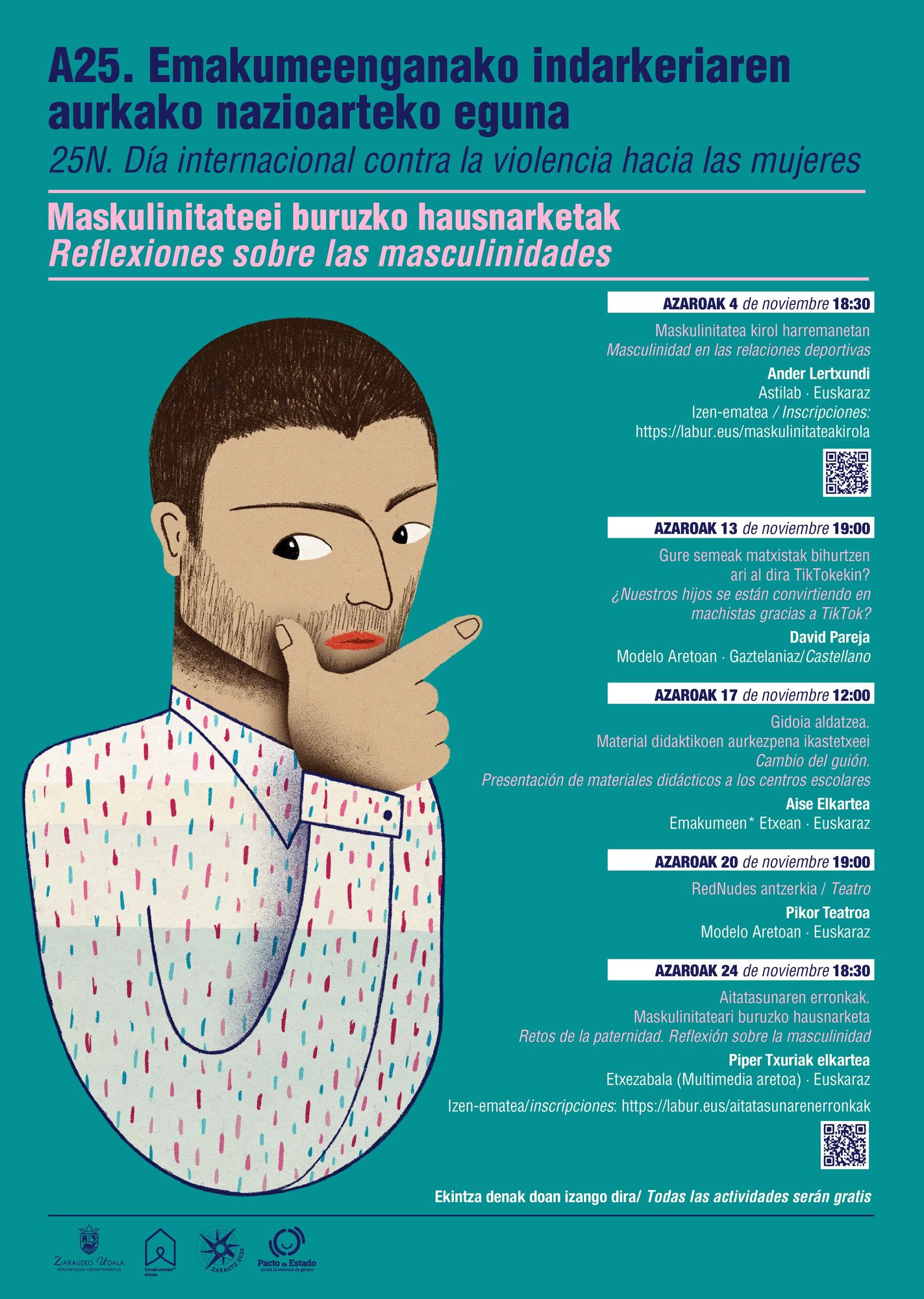Cartel de las actividades en torno al 25N en Zarautz.