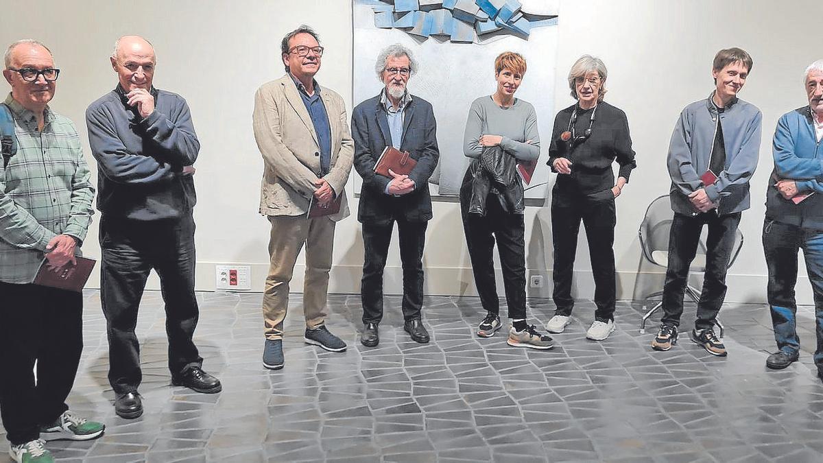 C. Cánovas, M. Bergasa, J. Lapuente, R. Navarro, M. Doiz, B. Esparza, C. López y P. Salaberri, en la exposición.