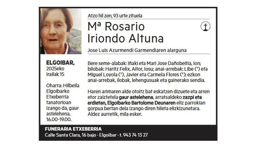 Mª ROSARIO IRIONDO ALTUNA