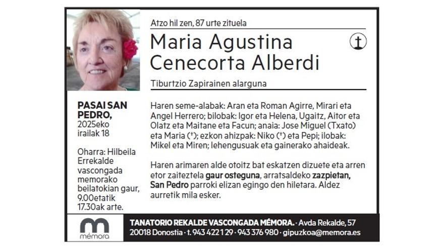 MARIA AGUSTINA CENECORTA ALBERDI