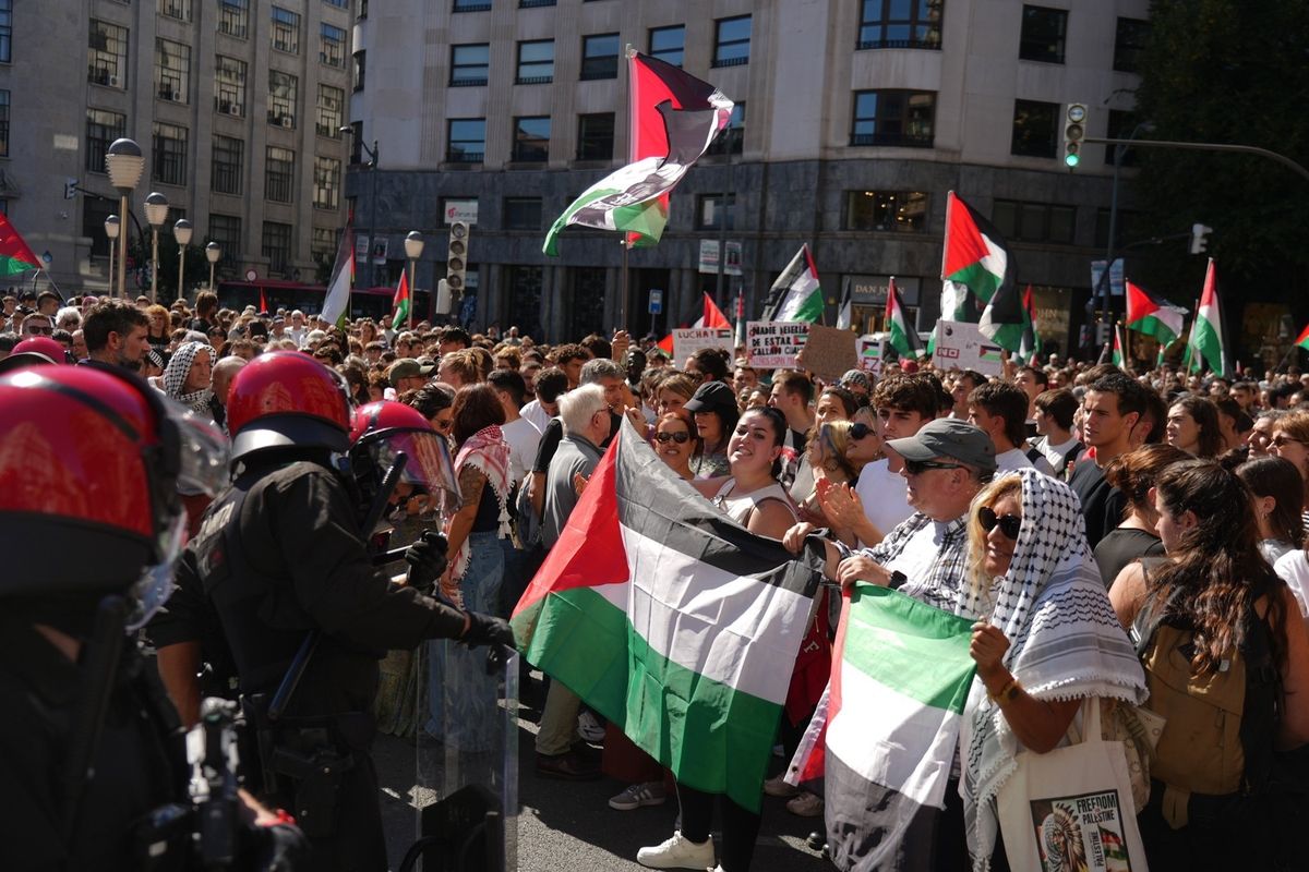 Manifestación en Bilbao en apoyo al pueblo palestino y a la flotilla