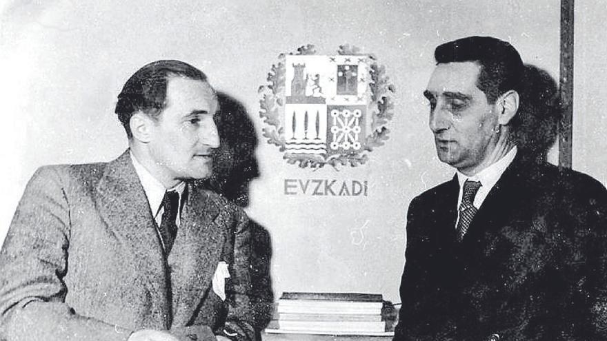 José Antonio Aguirre y Jesús María Leizaola, dos Lehendakaris en el 11 de Marceau.