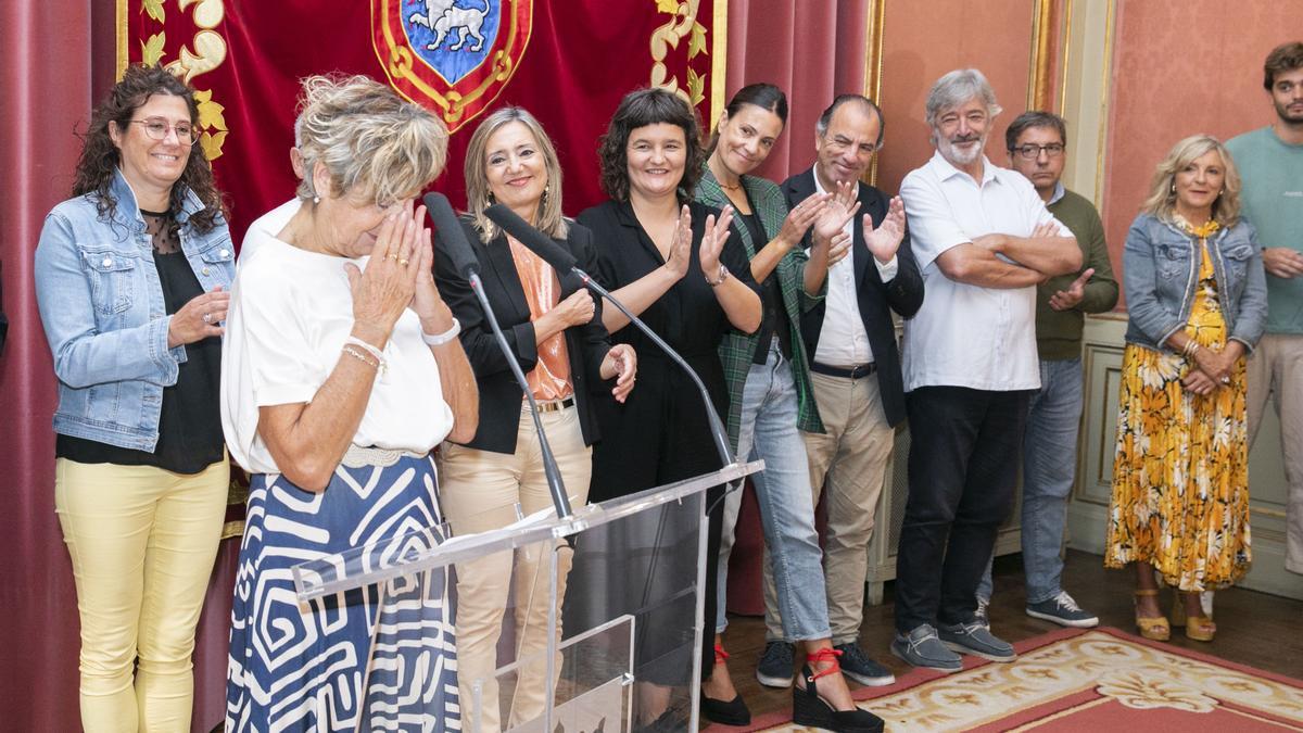 Mariví Esparza, emocionada, durante su discurso.