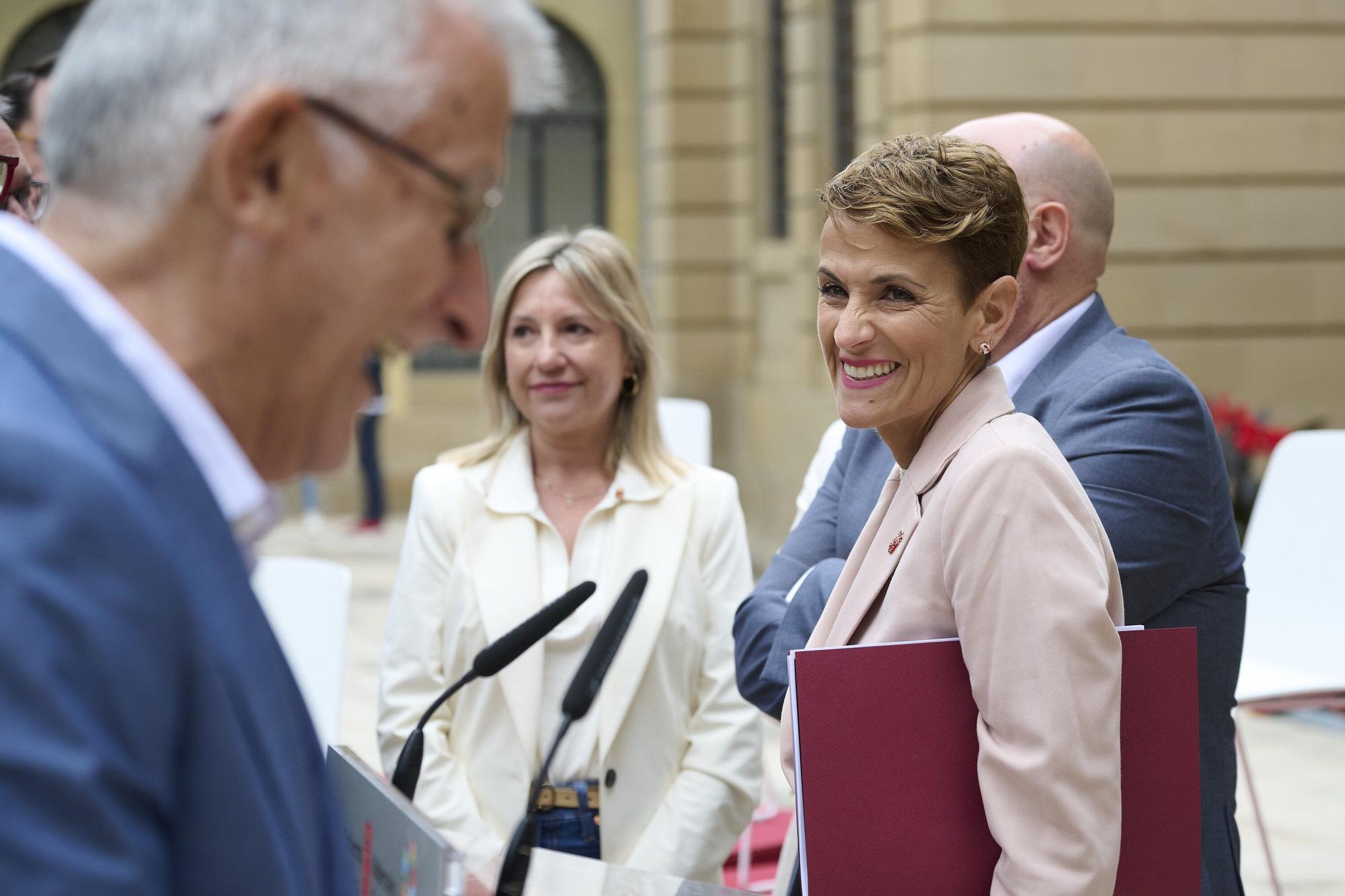 Rueda de prensa de María Chivite en la presentación del balance de mitad de legislatura