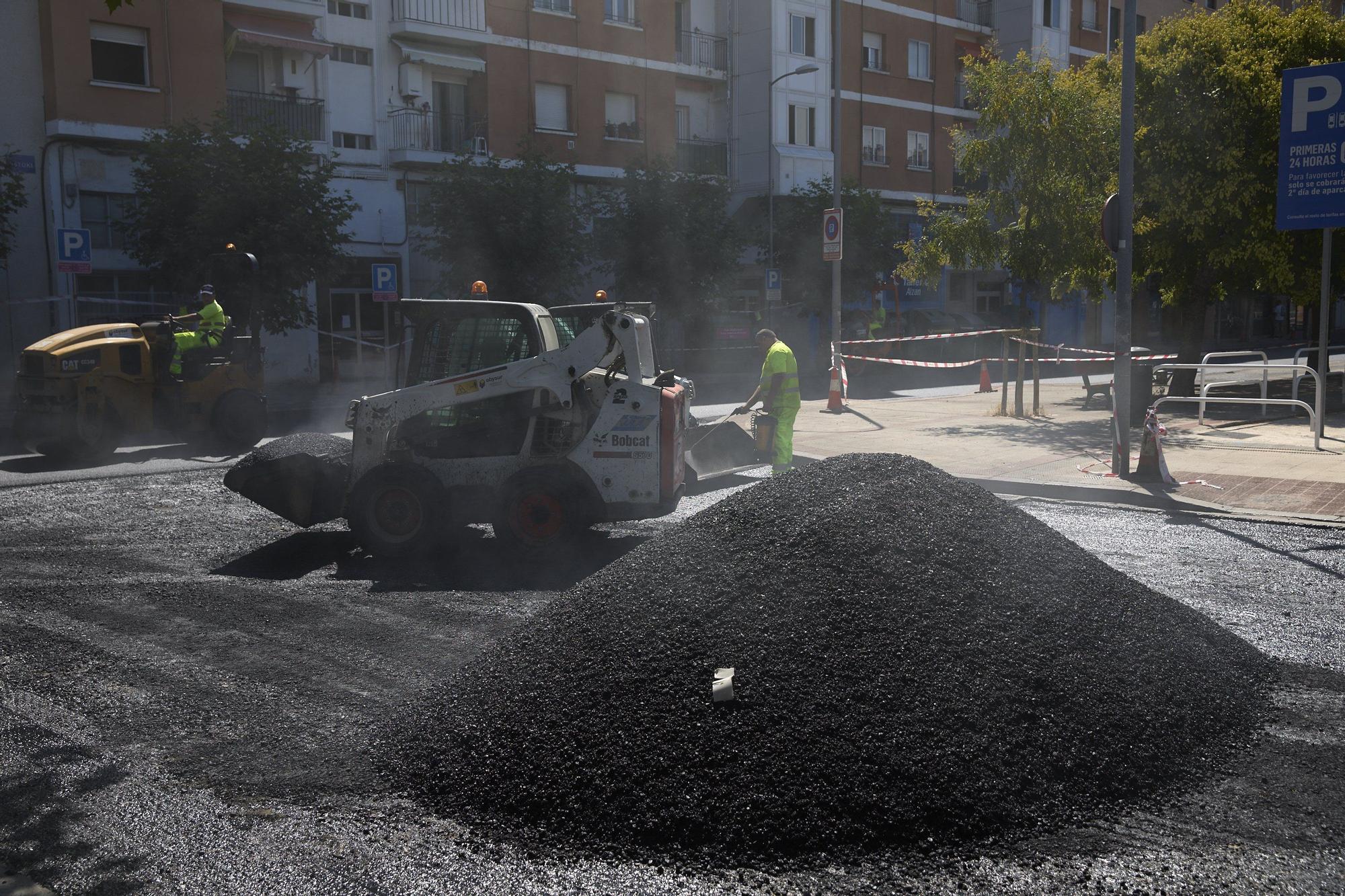 Fotos de las obras en Pamplona, que no descansa ni en verano