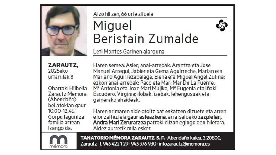 MIGUEL BERISTAIN ZUMALDE