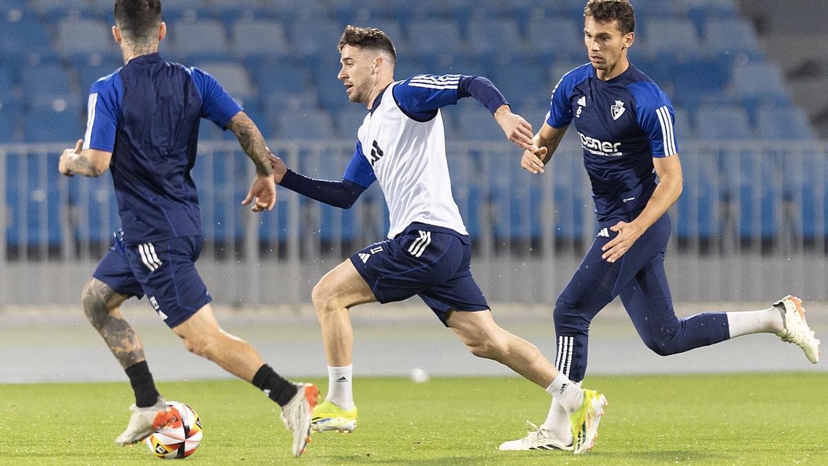 Barja, durante el entrenamiento en Riad.