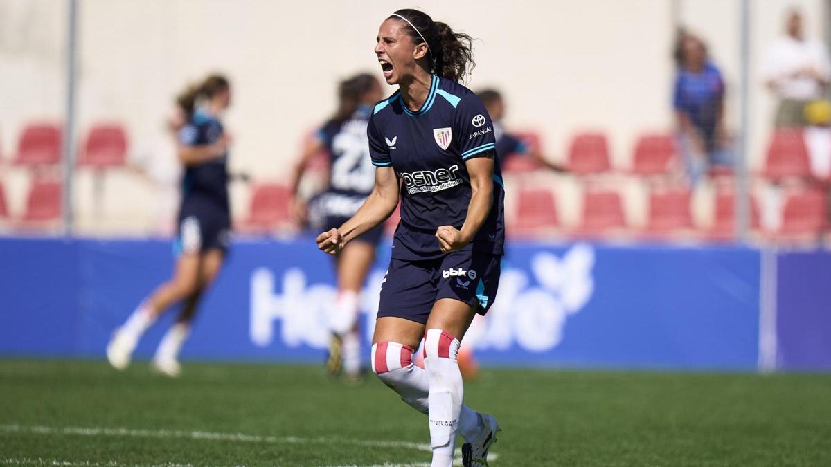 Maddi celebra con rabia el gol del empate.