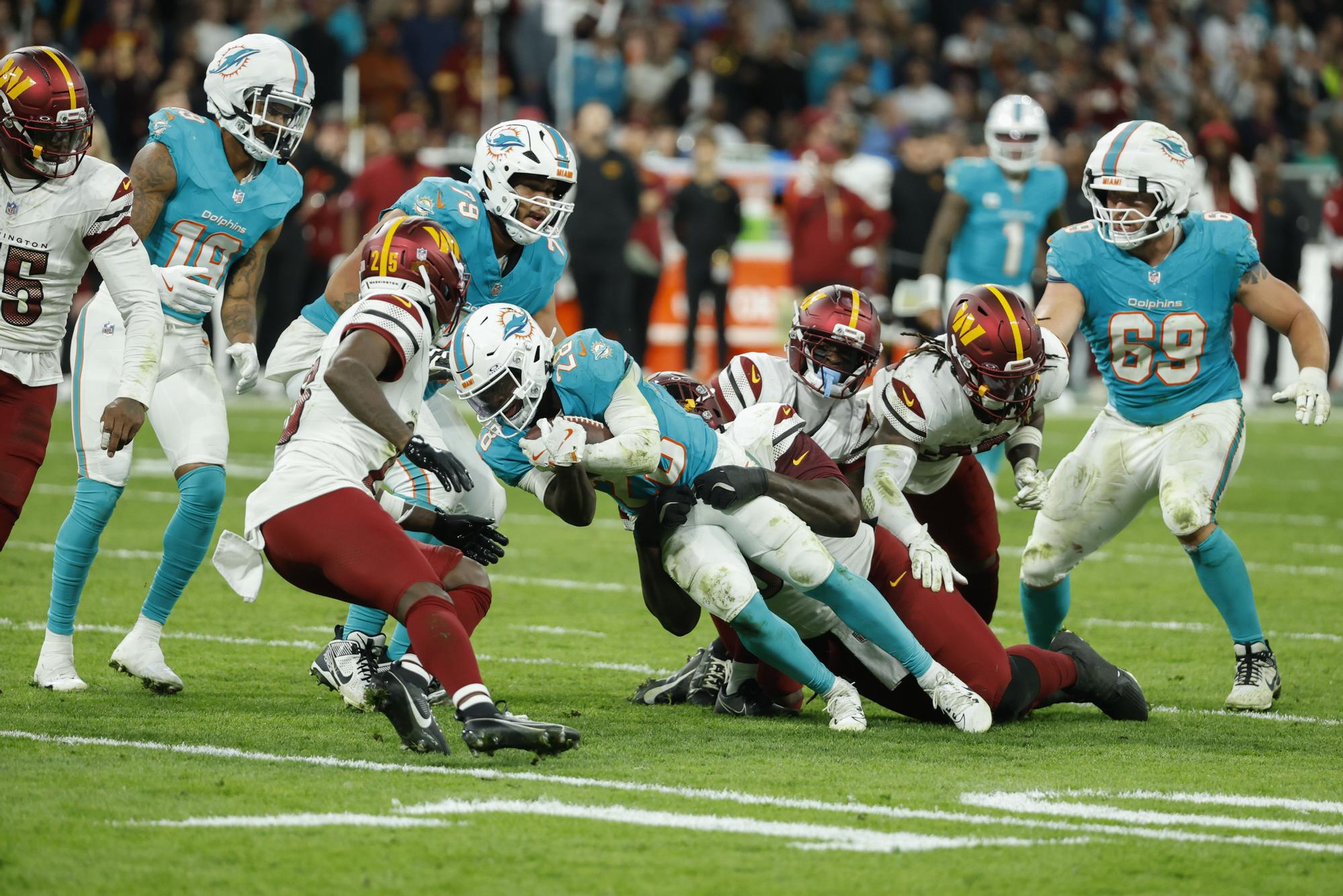 En imágenes: Los Dolphins ganan en la prórroga (16-13) a los Commanders en el histórico primer partido de la NFL en España