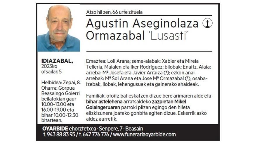 AGUSTIN ASEGINOLAZA ORMAZABAL