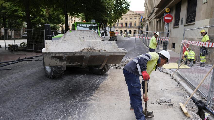 Fotos de la reanudación de las obras del Paseo de Sarasate de Pamplona