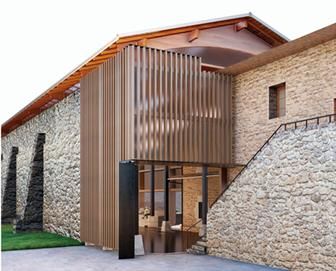 Infografía del acceso trasero lateral de madera